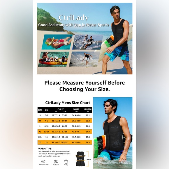 NWT CtriLady men’s wetsuit top - Picture 5 of 13